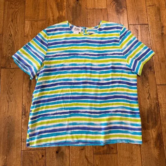 VTG Silks By Joan Leslie Blazer & Blouse Neon Green 100% Silk Womens Sz 16 - Picture 2 of 15